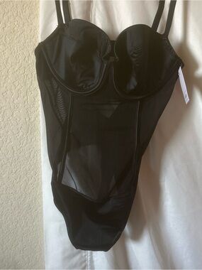 Auden Black Sheer Underwire Bodysuit